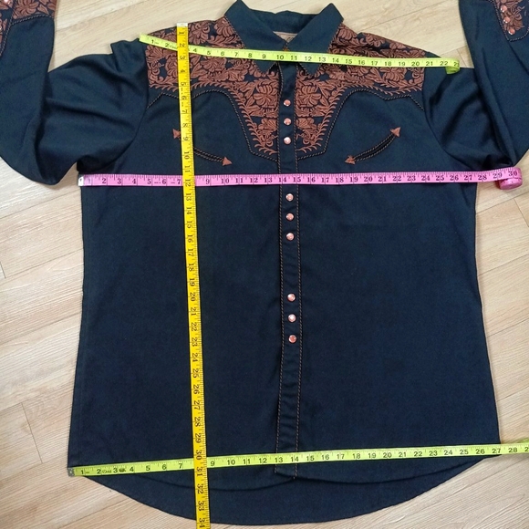 SOLD Scully Men's Embroidered Gunfighter Long Sleeve Snap Western Shirt Sz XXL - Picture 11 of 11